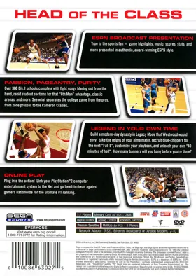 NCAA College Basketball 2K3 box cover back